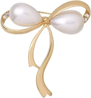 Brooches Simulated Pearl Bow Brooch Pins for Women Dress Apparel Jewelry Accessories Women