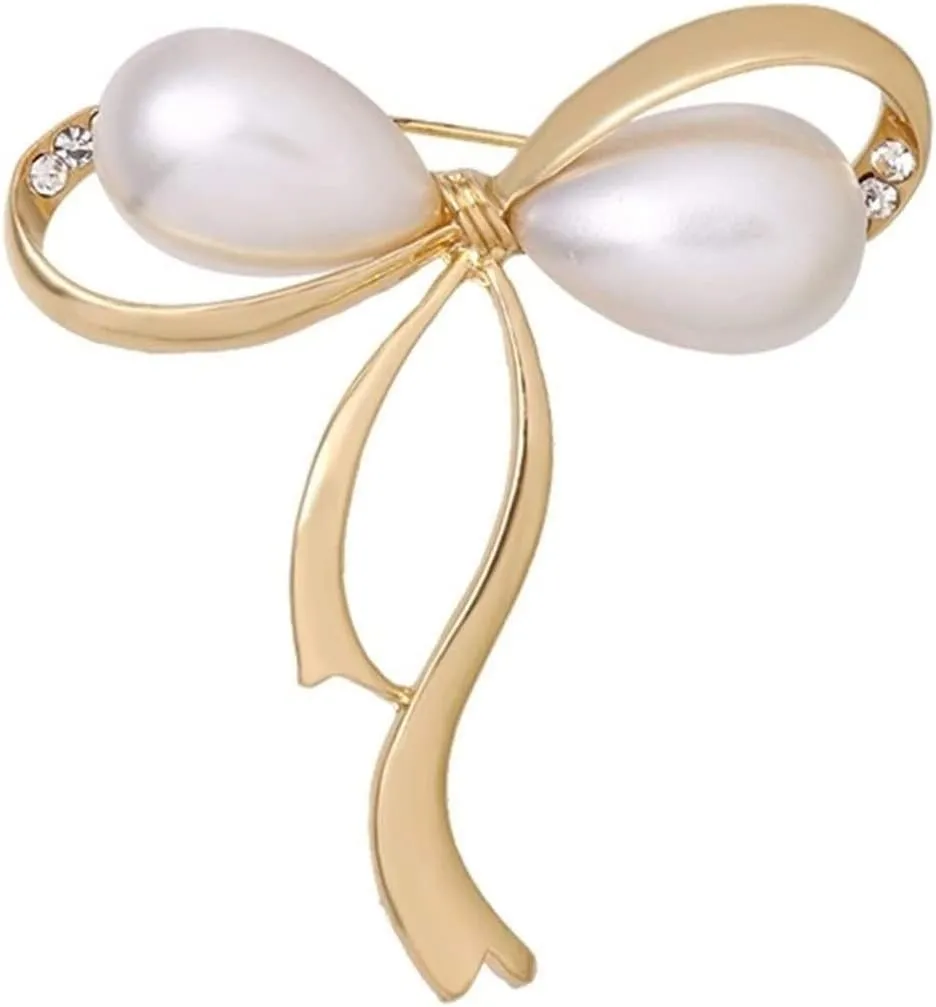 Brooches Simulated Pearl Bow Brooch Pins for Women Dress Apparel Jewelry Accessories Women