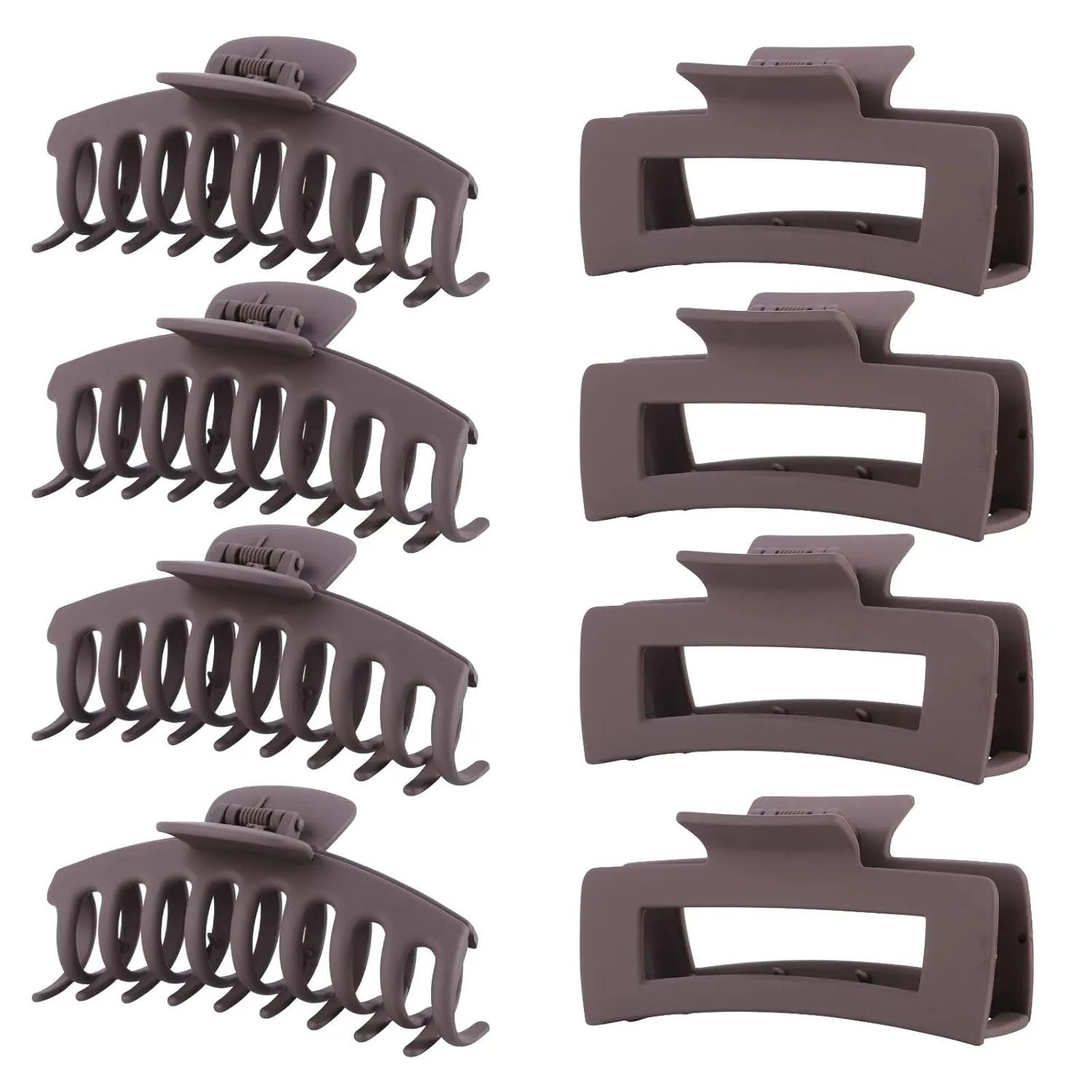 Brown Hair Clips for Women - 8 Pack 4.3 Inch Large Hair Claw Clips for Women Thin Thick Curly Hair, Big Matte Banana Clips,Strong Hold jaw clips