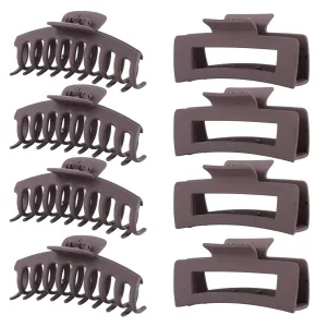 Brown Hair Clips for Women - 8 Pack 4.3 Inch Large Hair Claw Clips for Women Thin Thick Curly Hair, Big Matte Banana Clips,Strong Hold jaw clips