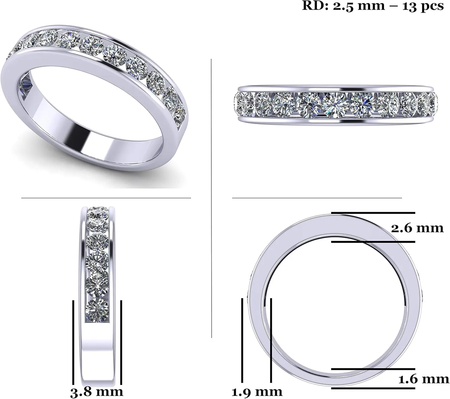 Central Diamond Center 3 Stone Past Present Future Ring also matching band your choice Gold-Silver Cz-2.50ctw & 3.50ctw