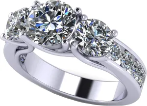 Central Diamond Center 3 Stone Past Present Future Ring also matching band your choice Gold-Silver Cz-2.50ctw & 3.50ctw