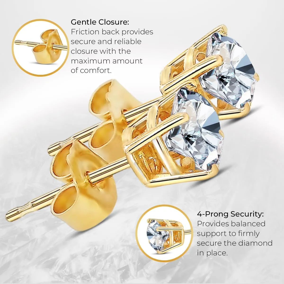 Certified 1/4-3.0 Carat Lab Grown Diamond Earrings in 14K Gold, Premium Collection of Diamond Stud Earrings for Women and Men, Quality Studs in Exceptional Color/Clarity