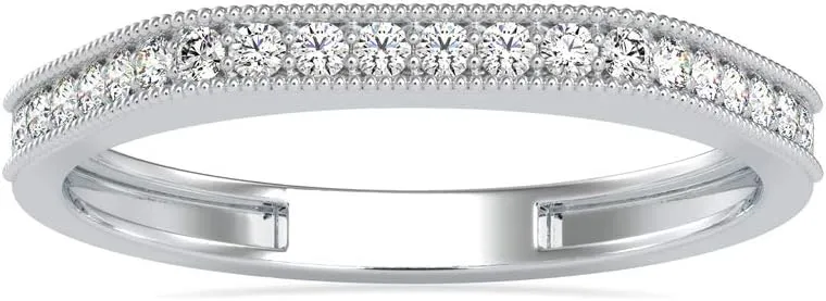 Certified Channel Setting Anniversary Ring Studded with 20 Round Natural Diamond in 14k White/Yellow/Rose Gold Wedding Band Ring for Women | Bridal Ring for Her | Couple Promise Ring (0.16 Ct, IJ-SI)