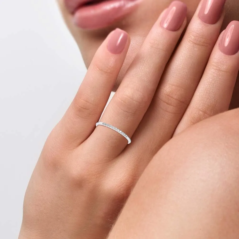 Certified Channel Setting Ring Studded with 11 pcs Round Cut Natural Diamond in 14k White/Yellow/Rose Gold Wedding Band Ring for Women | Bridal Ring for Her | Couple Promise Ring (0.07 Ct, IJ-SI)