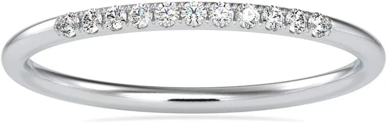 Certified Channel Setting Ring Studded with 11 pcs Round Cut Natural Diamond in 14k White/Yellow/Rose Gold Wedding Band Ring for Women | Bridal Ring for Her | Couple Promise Ring (0.07 Ct, IJ-SI)