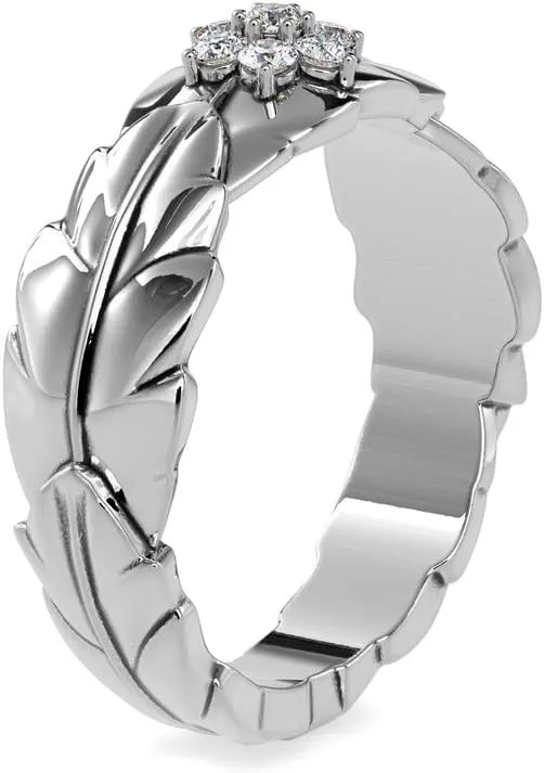 Certified Leaf Shape Ring in 14K White/Yellow/Rose Gold with 0.13 Ct Round Natural Diamonds Wedding Ring for Women | Natural Diamond Ring for Her | Anniversary Ring for Her (Color-Clarity: IJ-SI)