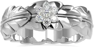 Certified Leaf Shape Ring in 14K White/Yellow/Rose Gold with 0.13 Ct Round Natural Diamonds Wedding Ring for Women | Natural Diamond Ring for Her | Anniversary Ring for Her (Color-Clarity: IJ-SI)