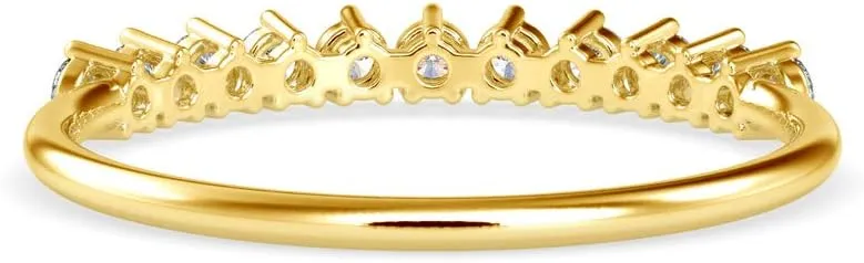 Certified Wedding Band Ring Studded with Round Natural Diamond in 14k White/Yellow/Rose Gold Ring for Women | Bridal Ring for Her | Couple Promise Ring for Women | Anniversary Ring (0.24 Ct, IJ-SI)