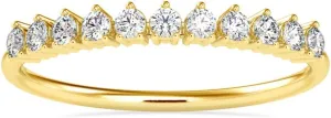 Certified Wedding Band Ring Studded with Round Natural Diamond in 14k White/Yellow/Rose Gold Ring for Women | Bridal Ring for Her | Couple Promise Ring for Women | Anniversary Ring (0.24 Ct, IJ-SI)