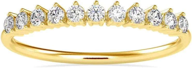 Certified Wedding Band Ring Studded with Round Natural Diamond in 14k White/Yellow/Rose Gold Ring for Women | Bridal Ring for Her | Couple Promise Ring for Women | Anniversary Ring (0.24 Ct, IJ-SI)