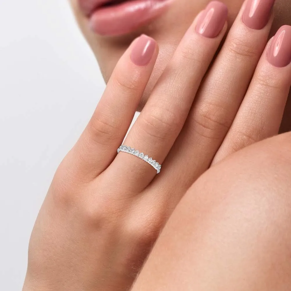 Certified Wedding Band Ring Studded with Round Natural Diamond in 14k White/Yellow/Rose Gold Ring for Women | Bridal Ring for Her | Couple Promise Ring for Women | Anniversary Ring (0.24 Ct, IJ-SI)