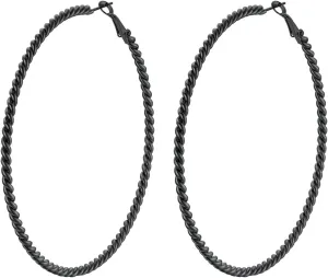 ChainsProMax 40-100MM Twisted Hoop Earrings, Hypoallergenic Stainless Steel/14K Gold Plated/Black Earrings-with Gift Box