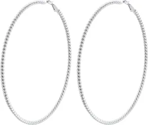 ChainsProMax 40-100MM Twisted Hoop Earrings, Hypoallergenic Stainless Steel/14K Gold Plated/Black Earrings-with Gift Box