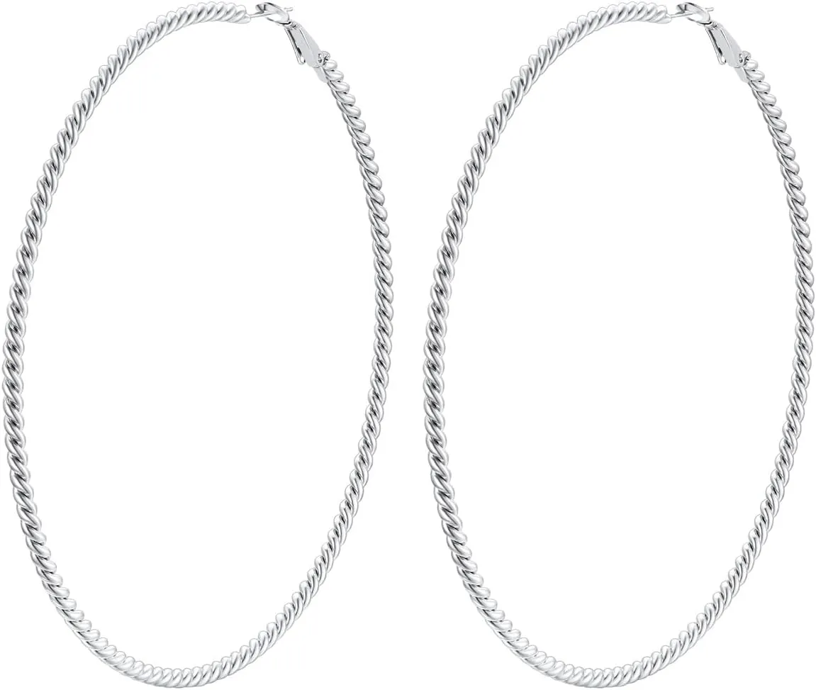 ChainsProMax 40-100MM Twisted Hoop Earrings, Hypoallergenic Stainless Steel/14K Gold Plated/Black Earrings-with Gift Box
