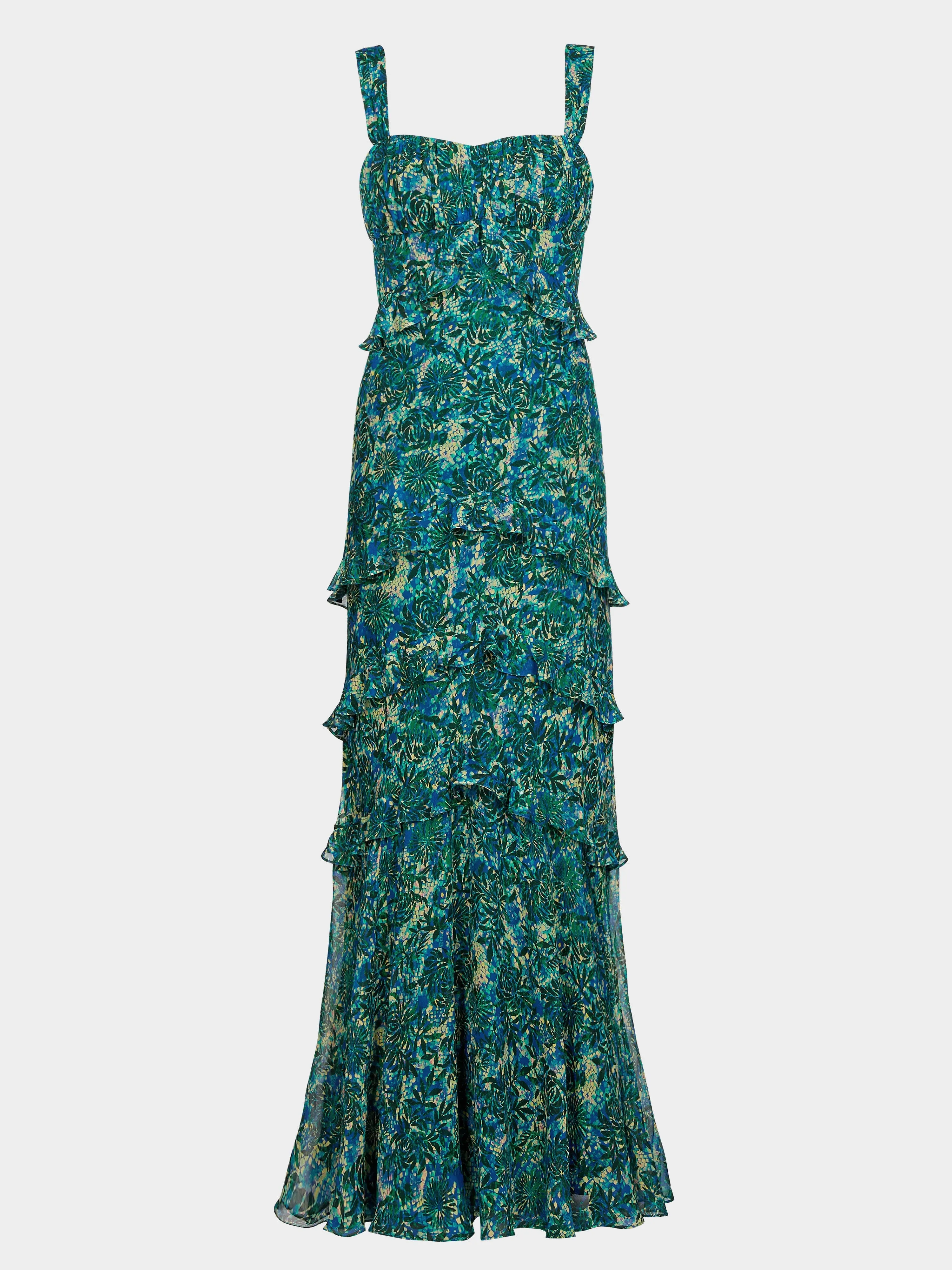 Chandra Dress in Python Flower Emerald