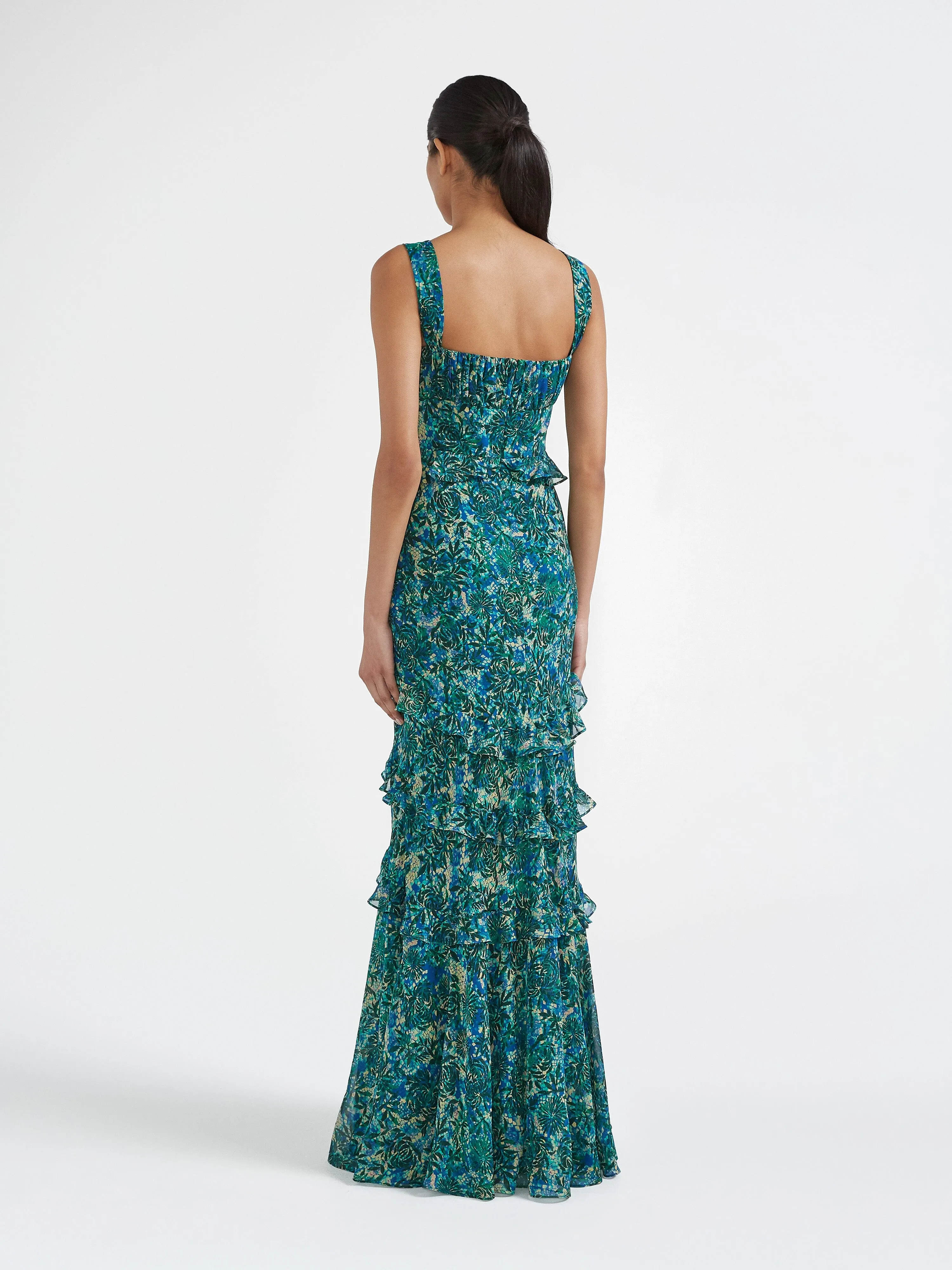 Chandra Dress in Python Flower Emerald