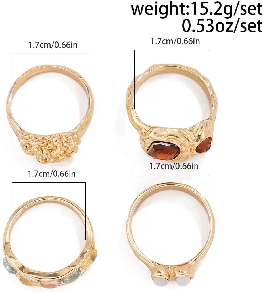 Chunky Gold Rings for Women Adjustable Dainty Rings for Women Bold Thick Statement Stackable Thin Band Silver Gold Plated Jewelry