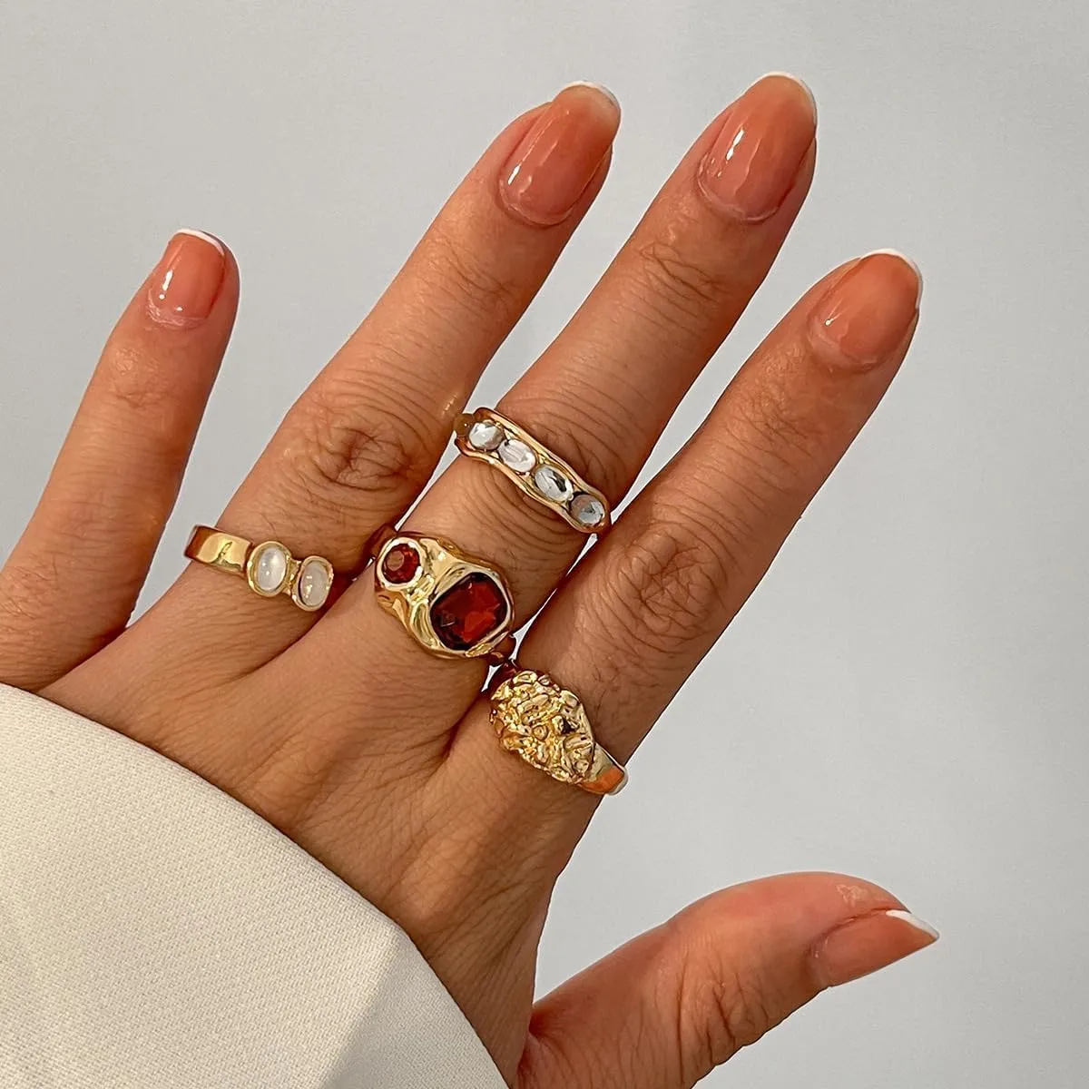 Chunky Gold Rings for Women Adjustable Dainty Rings for Women Bold Thick Statement Stackable Thin Band Silver Gold Plated Jewelry