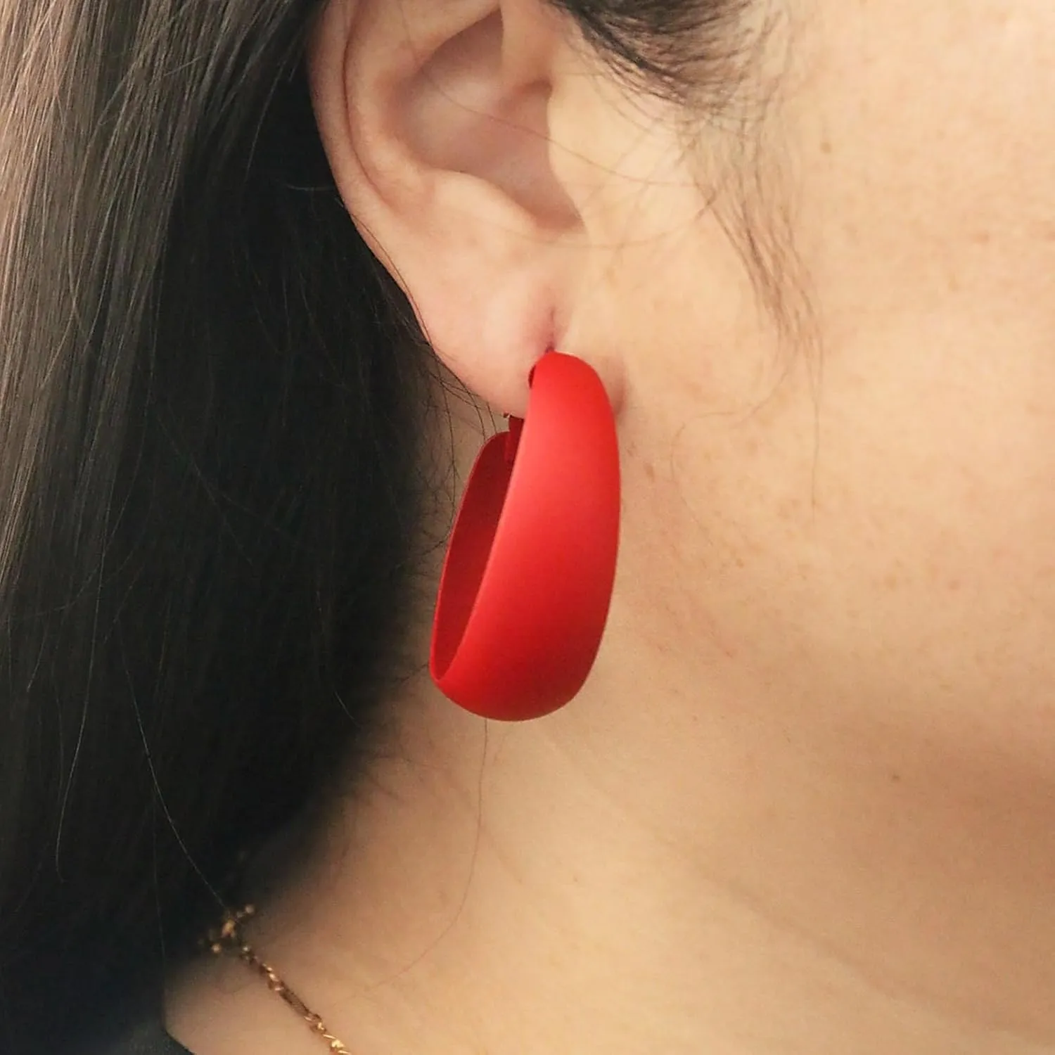 Chunky Hoop Earrings for Women 1.6Inch Earrings 80s 90s Statement Wide Hoop Earrings Large Trendy Exaggerated Earring Vintage Neon Earrings Jewelry Accessories