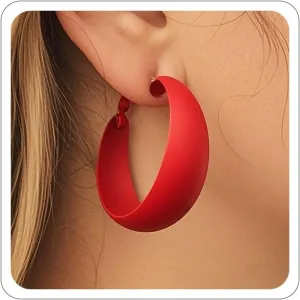 Chunky Hoop Earrings for Women 1.6Inch Earrings 80s 90s Statement Wide Hoop Earrings Large Trendy Exaggerated Earring Vintage Neon Earrings Jewelry Accessories