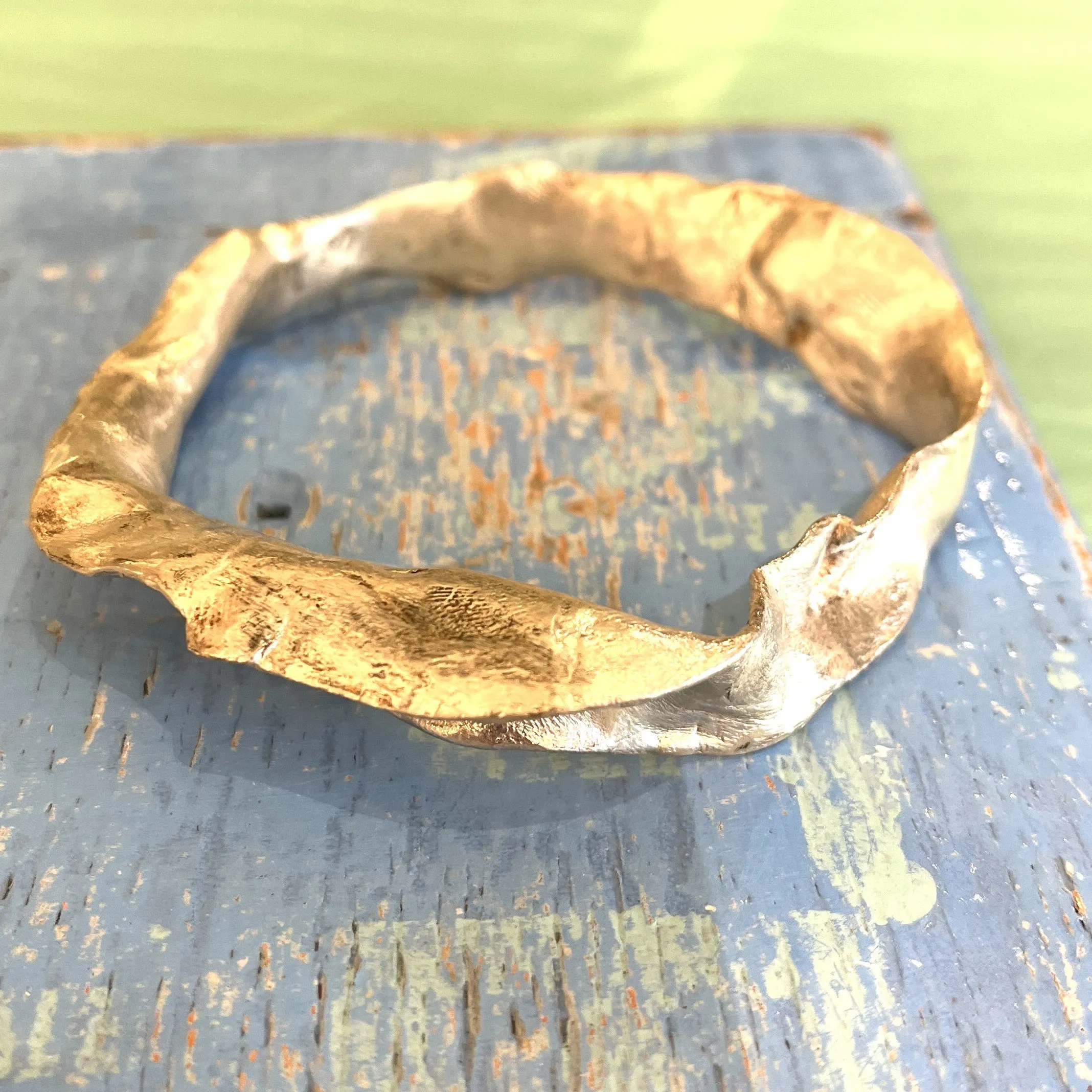 Chunky silver bangle