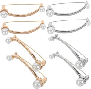 CLISPEED Unique Pearl Safety Pin Brooch 8pcs Metal Decorative Pins for Women Fashion Accessory for Clothing