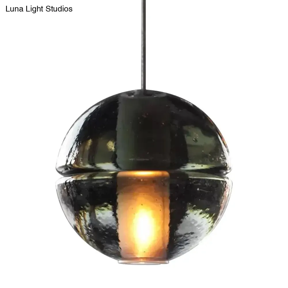 Contemporary Glass Round Ceiling Light - 1 Head Pendant for Bedroom