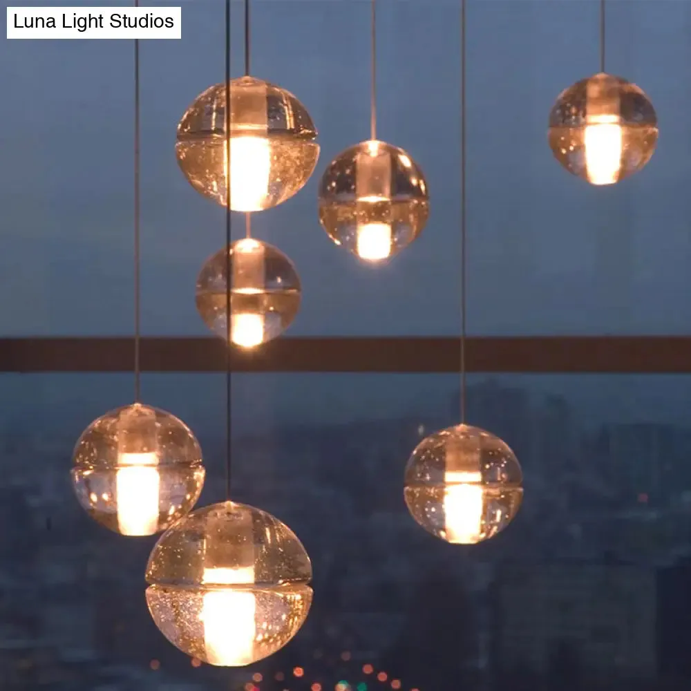 Contemporary Glass Round Ceiling Light - 1 Head Pendant for Bedroom