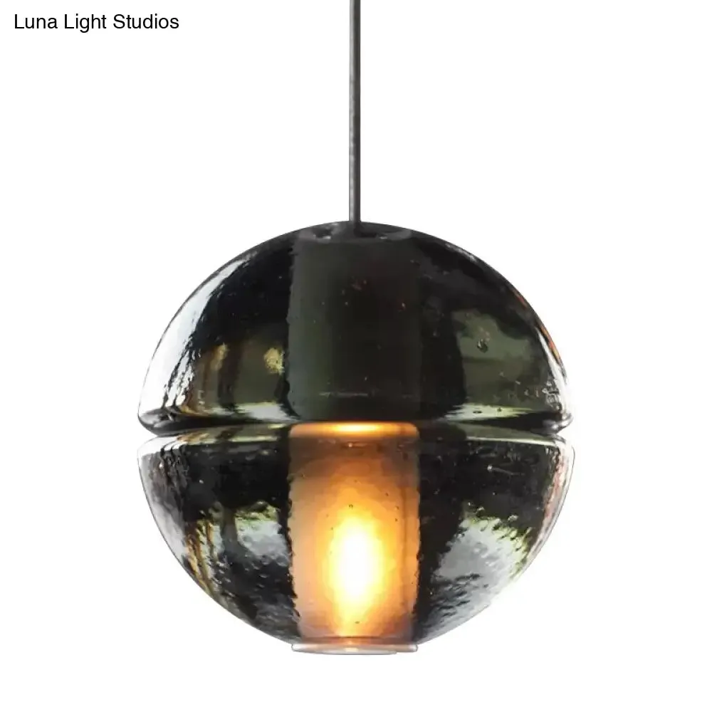 Contemporary Glass Round Ceiling Light - 1 Head Pendant for Bedroom