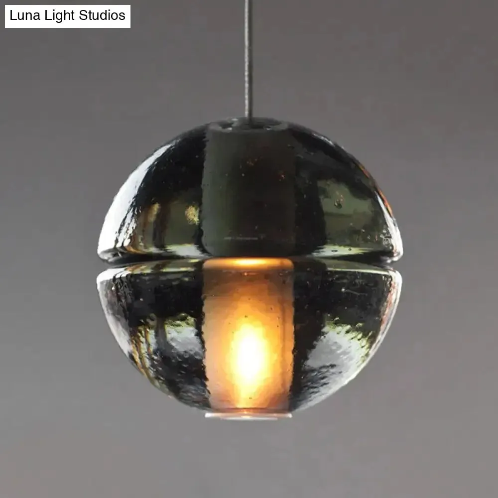 Contemporary Glass Round Ceiling Light - 1 Head Pendant for Bedroom