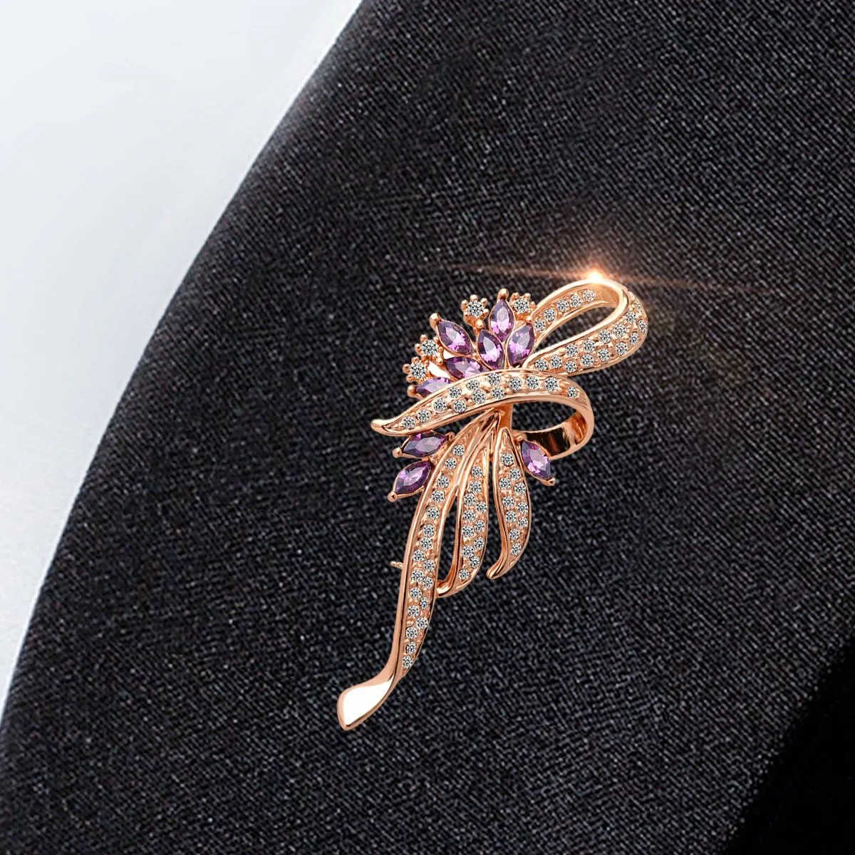 Created Crystal Brooch Fancy Vintage Style Flower Brooch Pin for Women, girls, ladies with Blue/Purple Created Crystal | Vintage Fashion | Brooches and Pins for Women | Ladies Jewelry