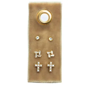 Cross Velvet Stud Gift Set: Gold