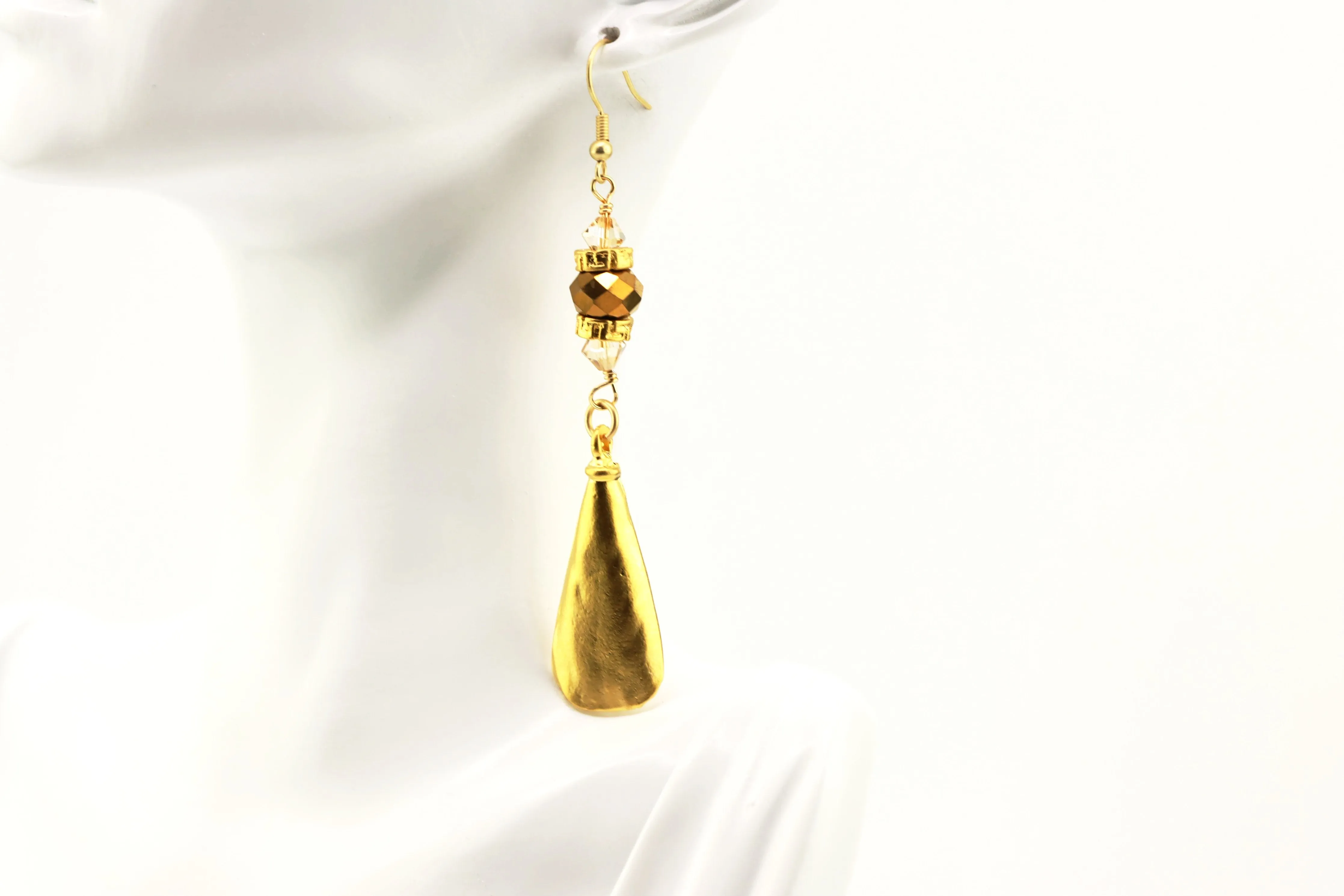 Crystal and Gold Teardrop Earrings