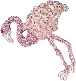 Crystal Flamingo Brooch Light Pink Fashion Alloy Breastpin for Women Elegant Accessory for Dresses Jackets and Suits for Parties and Everyday Wear