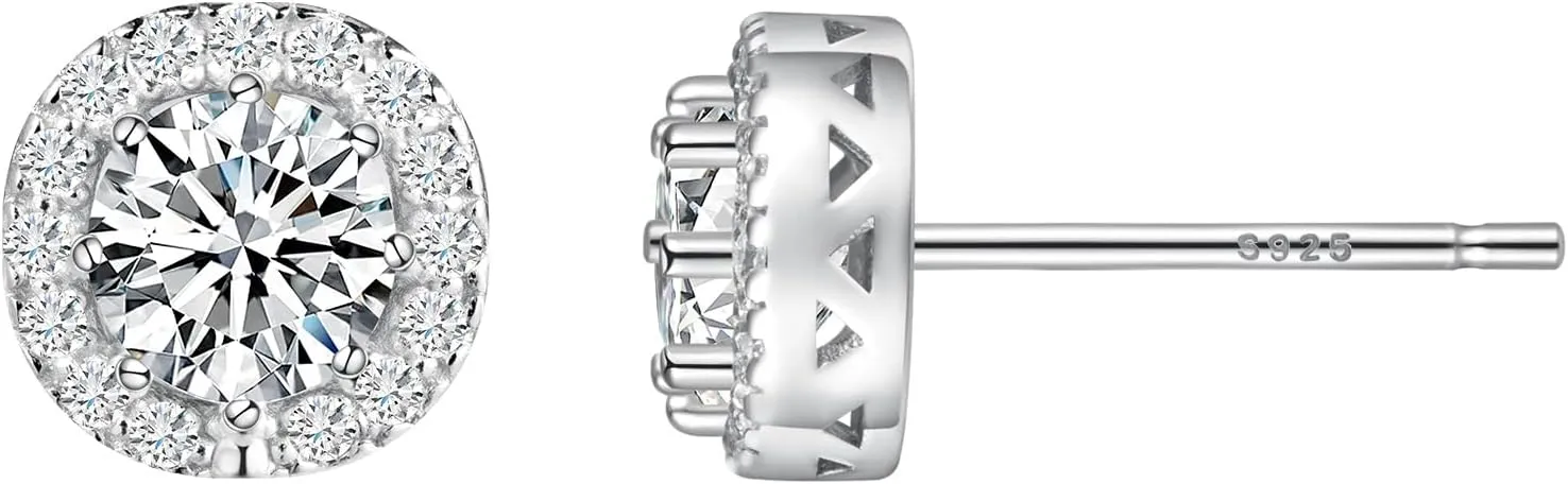 Cubic Zirconia Stud Earrings for Women Men AS Father's Day Gifts 14K Gold Plated 925 Sterling Silver Post Brilliant CZ Stud Earrings Dainty Womens Stud Earrings Birthday Jewelry for Her Back to School