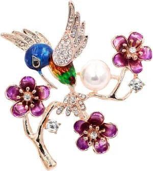Cute Pearl Lovebirds On Branch Animal Brooches For Women Wedding Banquet Fashion Gold-color Bird Brooch Pins Jewelry Alloy 1Pcs
