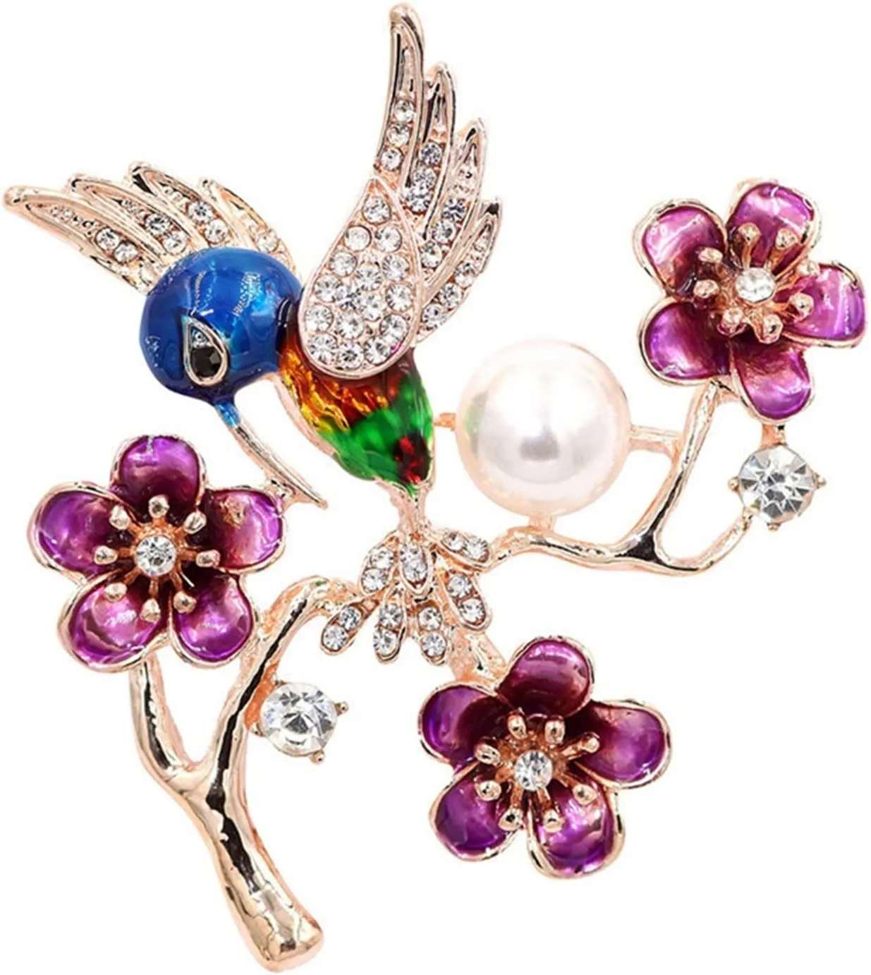 Cute Pearl Lovebirds On Branch Animal Brooches For Women Wedding Banquet Fashion Gold-color Bird Brooch Pins Jewelry Alloy 1Pcs