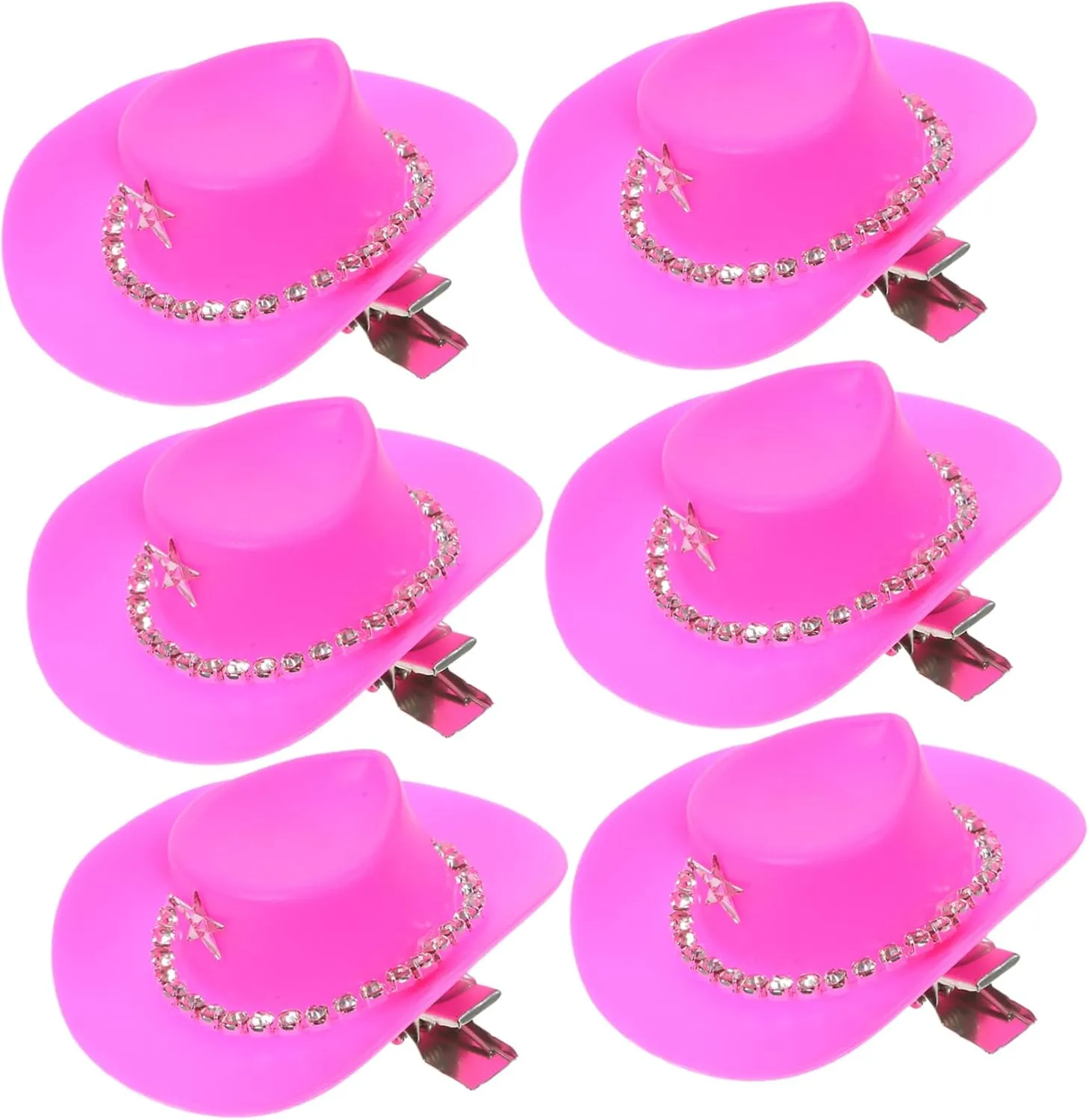 DECHOUS 6Pcs Western Cowboy Hat Hair Clips for Women Bridal Party Decorations Cute Cowgirl Hat Barrettes for Daily Wear and Special Occasions
