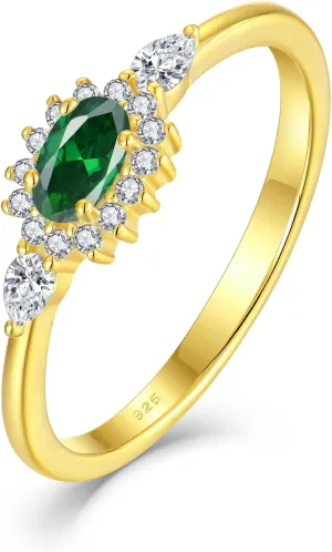 Diana Oval Shape Diamond Thin Stackable Rings for Women Birthstone 925 Sterling Silver Eternity Halo CZ Promise Engagement Statement Wedding Band Rings Jewelry for Size 6-9