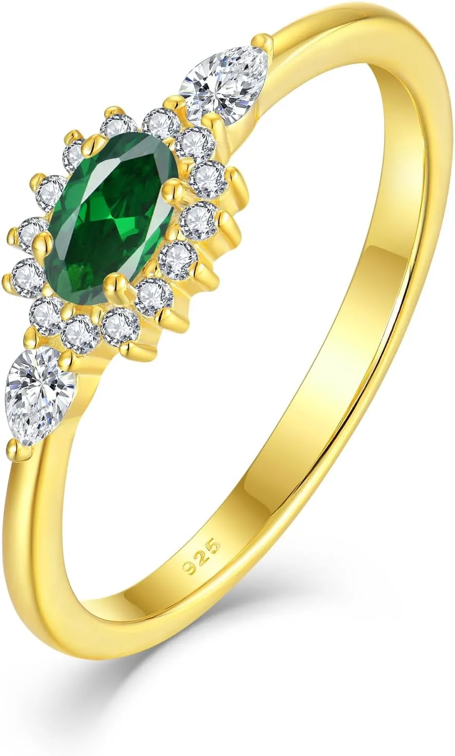 Diana Oval Shape Diamond Thin Stackable Rings for Women Birthstone 925 Sterling Silver Eternity Halo CZ Promise Engagement Statement Wedding Band Rings Jewelry for Size 6-9