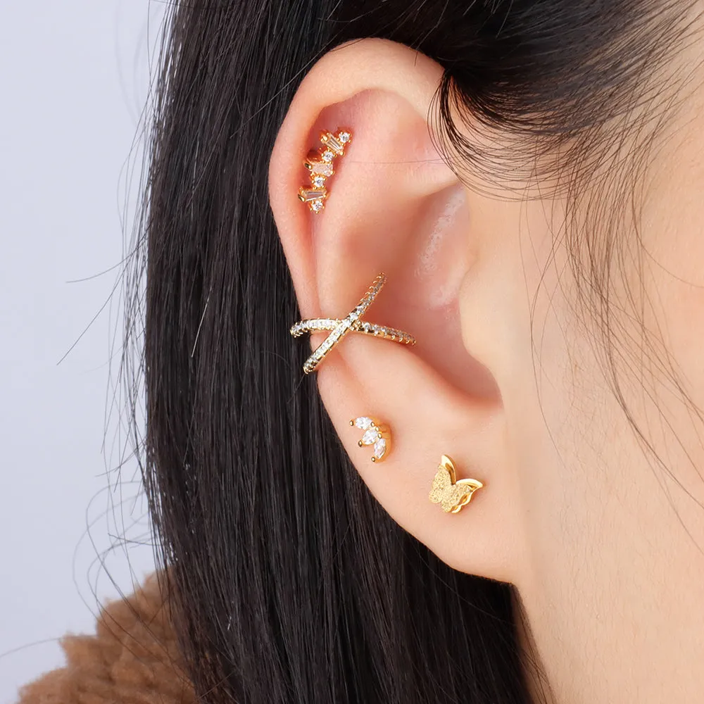 Double Butterfly Stud