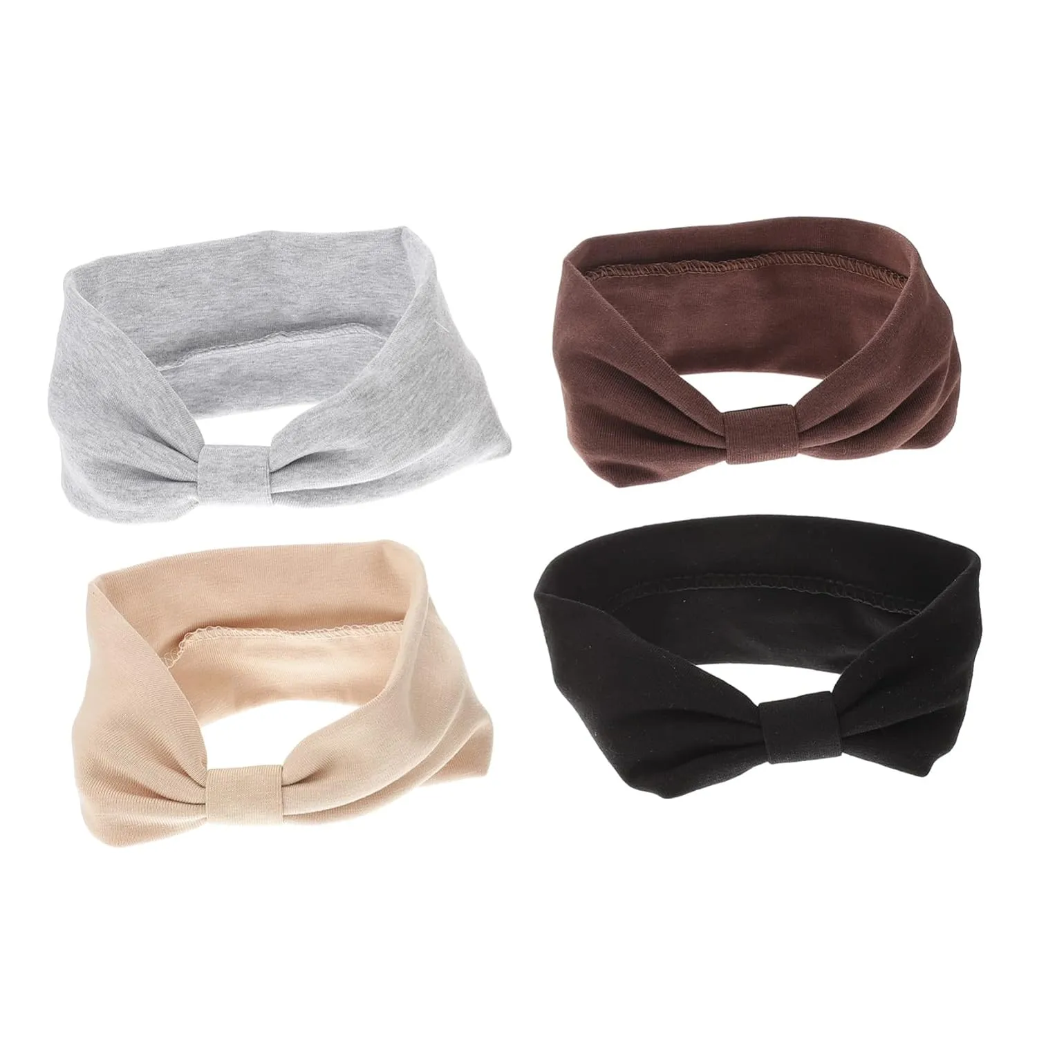 Elastic Headband for Women 4pcs Yoga Headband Wide Knotted for Face Wash Exercise