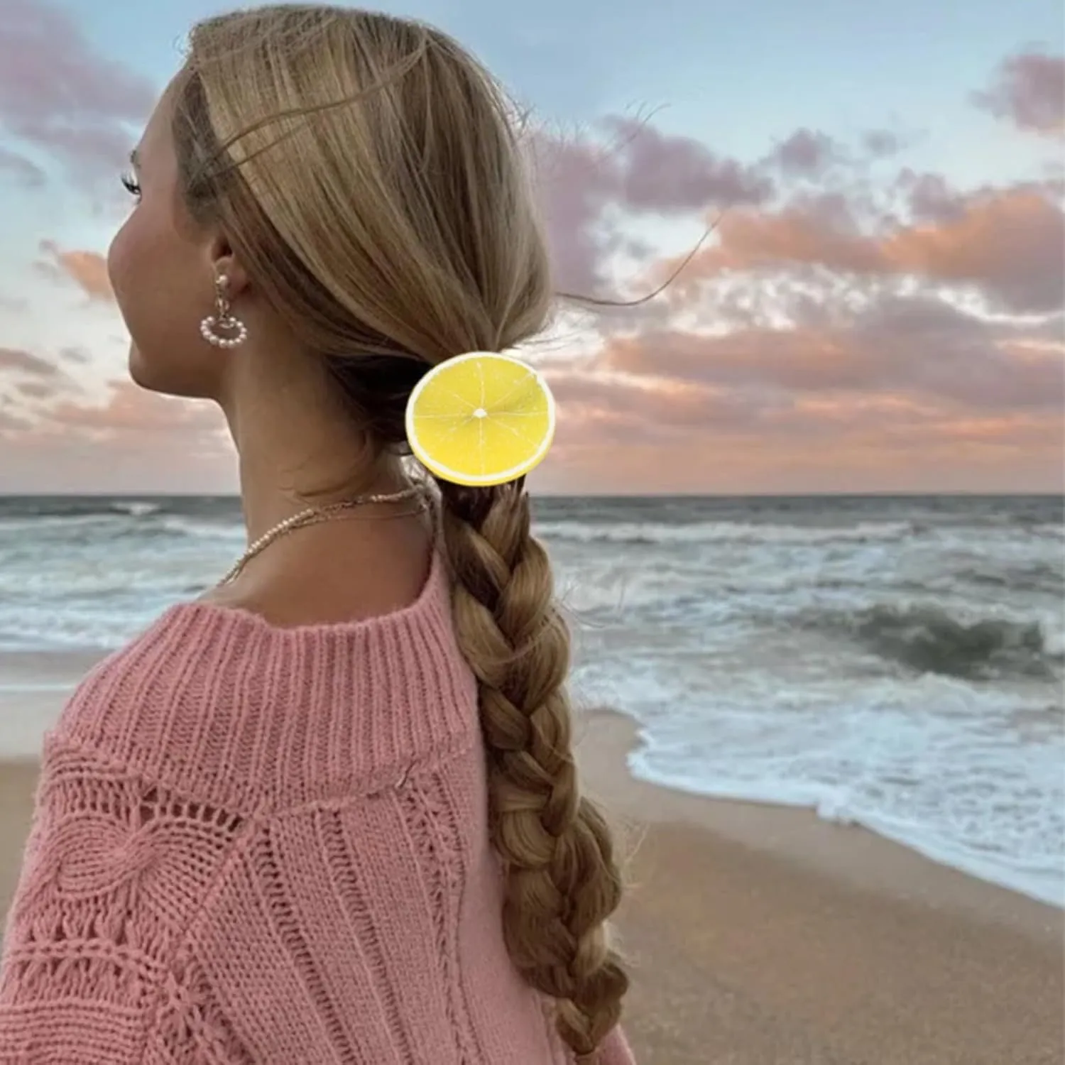 Elastic Headband Soft Ponytail Clip On Accessories Women's Headband Fruit Headband Orange Slice Hair Clip Small Fresh Hair Accessory Girls Barrettes And Hair Clips (D, One Size)