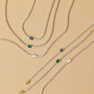 Elegant Irregular Geometric Titanium Steel Diamond Inlay Necklaces