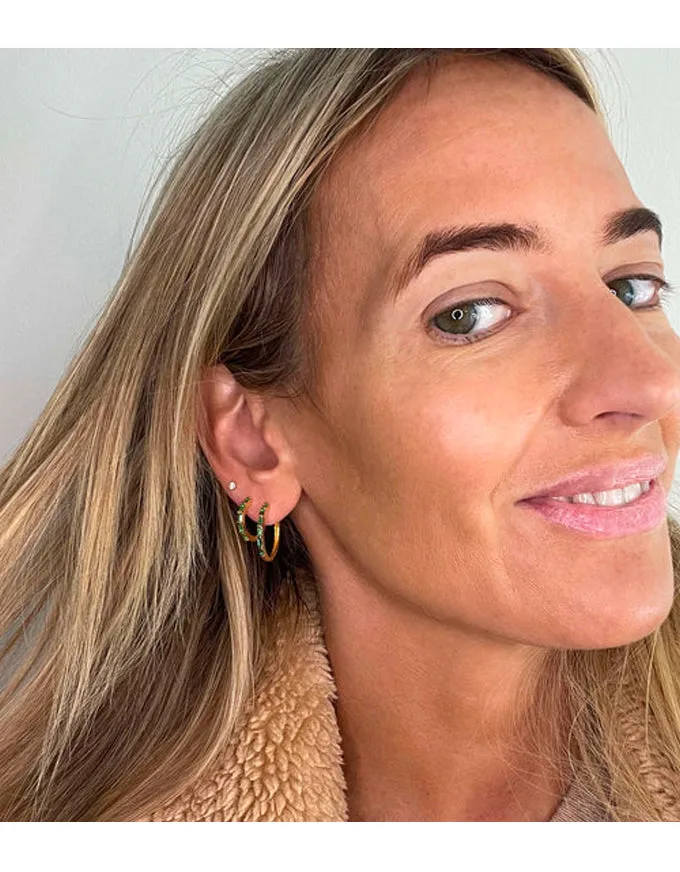 Emerald Crystal Baguette Maxi Hoops