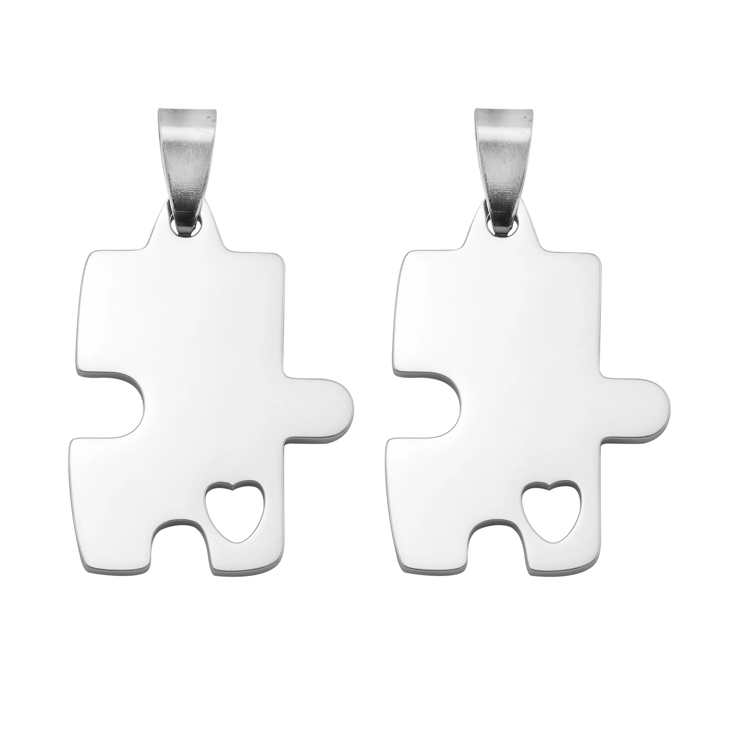 Engravable Stainless Steel 2 Piece Break Apart Puzzle Pendants / PDC283
