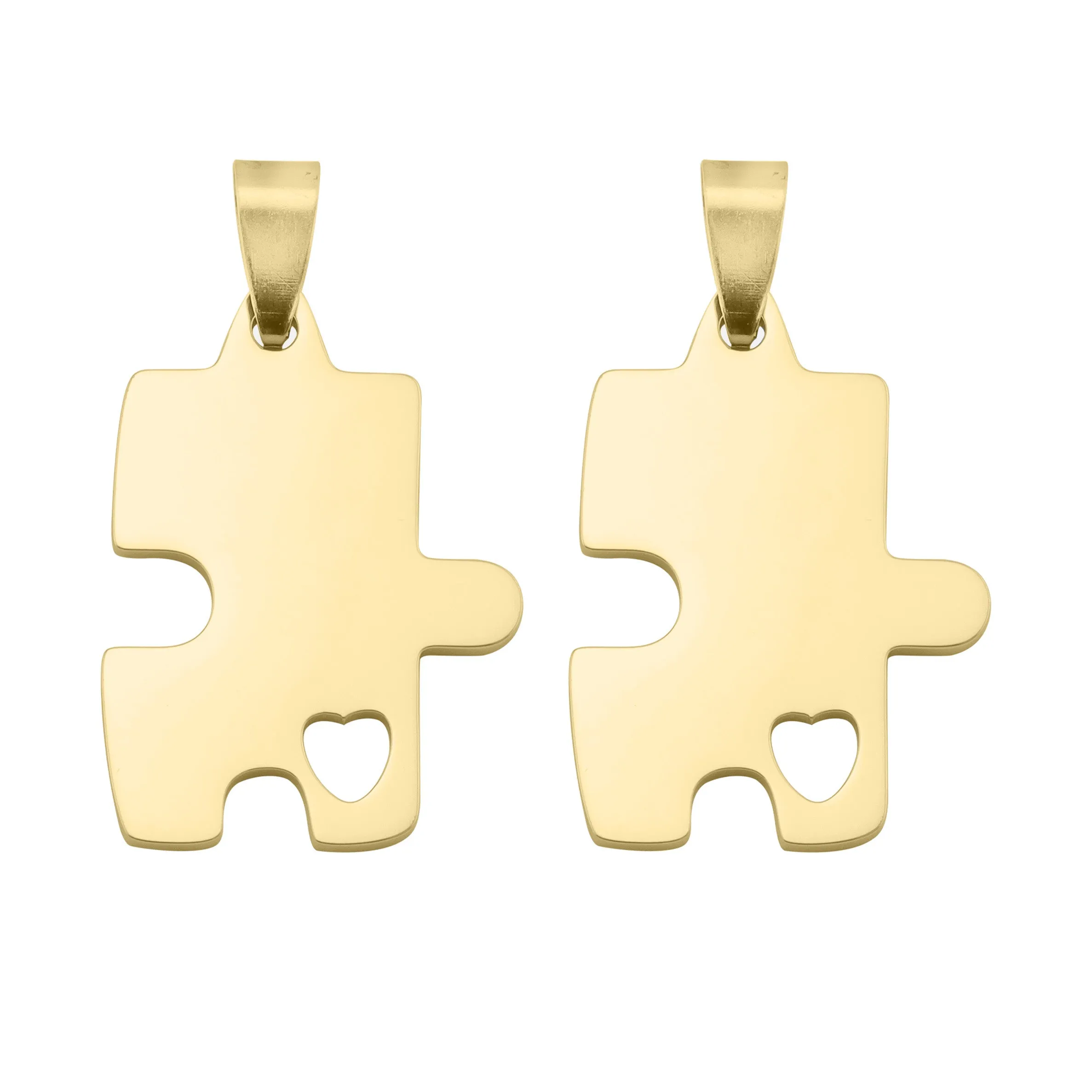 Engravable Stainless Steel 2 Piece Break Apart Puzzle Pendants / PDC283