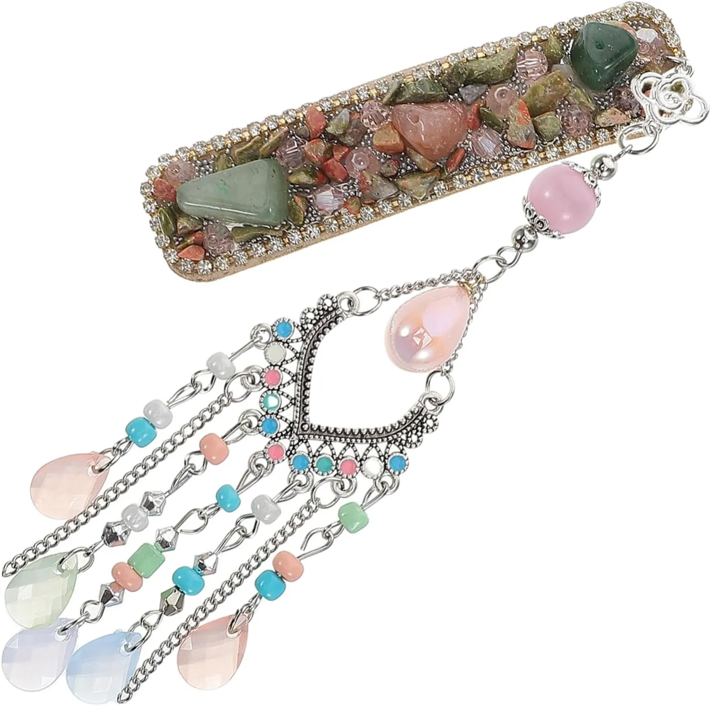 Ethnic Tassel Hair Clips with Rhinestones Durable Decorative Hair Pins for Weddings Daily Wear Special Occasions Cultural Flair