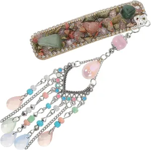 Ethnic Tassel Hair Clips with Rhinestones Durable Decorative Hair Pins for Weddings Daily Wear Special Occasions Cultural Flair